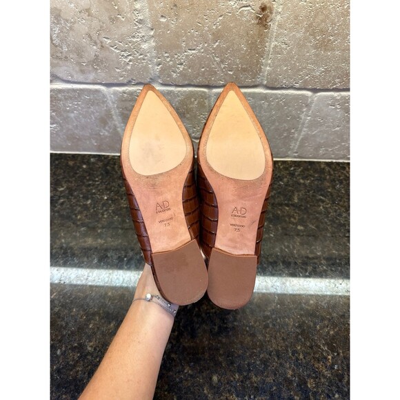 Ad & Daughters Jemma Croc Embossed Brown Leather Mules Size 7.5 EUC - Picture 9 of 13